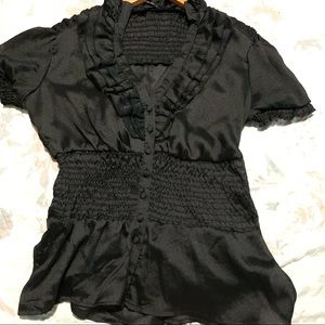 Ali & kris black ruffled blouse size : Medium